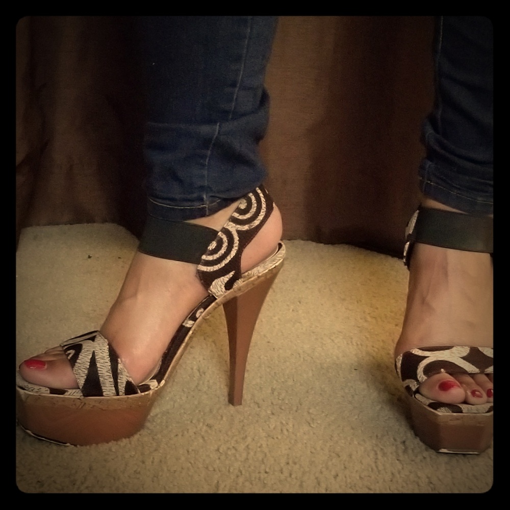 Black and Cream Platform Heels